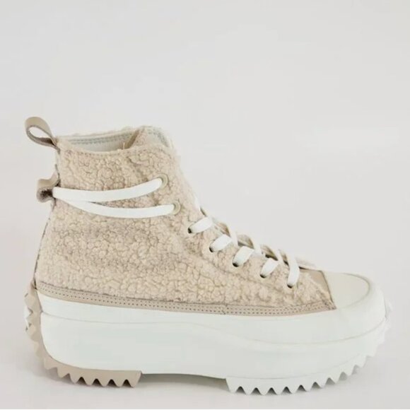 Converse Run Star Hike Hi Sherpa Farro Platform Sneakers Beige A04258C Sz 8.5 - Picture 2 of 15